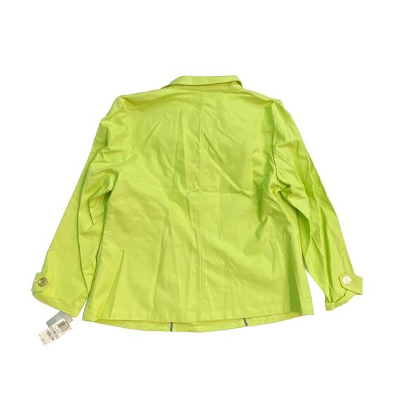 Charter Club : NEW $99 Textured Lime Green Hidden Meadow Gold Button Jacket : 1X - Picture 2 of 16